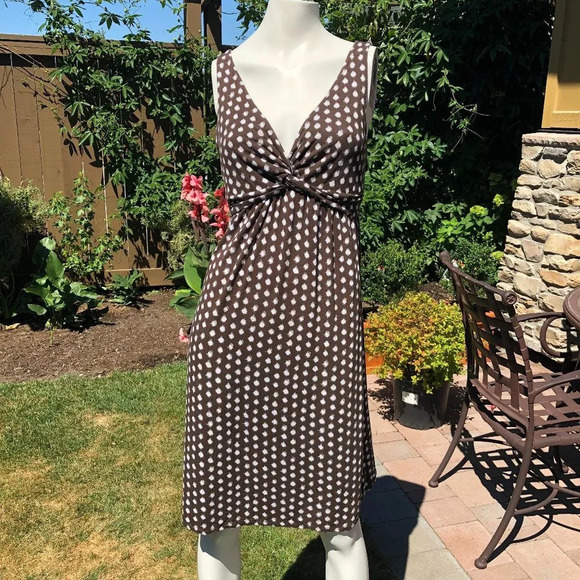 Merona Pull On Sleeveless V Neck Rayon Blend Dress Chocolate Brown + White Sz S - Picture 1 of 10
